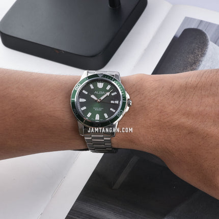 Alba AS9U09X1 Men Green Dial Stainless Steel Strap