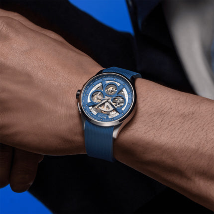 MIDO Multifort M038.662.17.040.00 Skeleton Chronograph Blue Rubber Strap