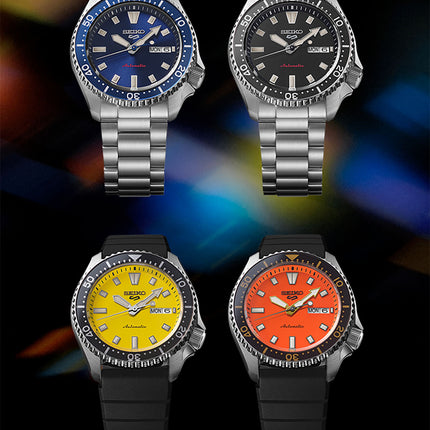 Seiko 5 Sports SRPL89K1 SKX Series Automatic Redux in Daichi Orange Dial Black Silicone Strap