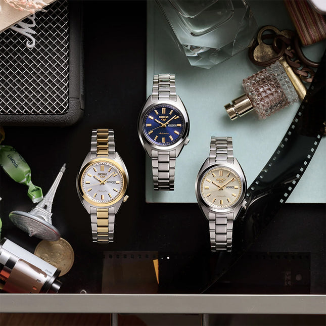 Seiko 5 Sport SRE023K1 Hebitama SNXS Series Ladies Double Cream Dial Stainless Steel Strap