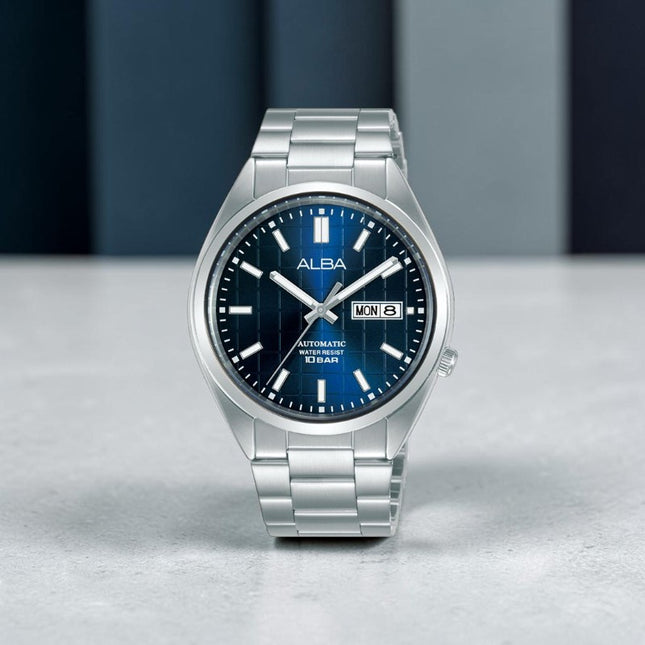 Alba Mechanical AL4317X1 Automatic Men Blue Patterned Dial Stainless Steel Strap