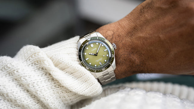 Oris Divers Sixty-Five Date 40mm 01-733-7707-4057-07-8-20-18 Green Dial Stainless Steel Strap