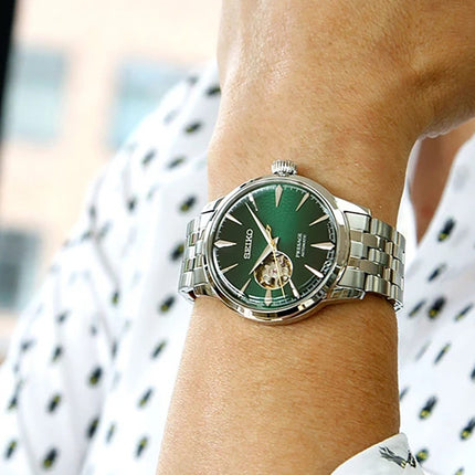 Seiko Presage SSA441J1 Cocktail Automatic Open Heart Green Gradation Dial Stainless Steel Strap