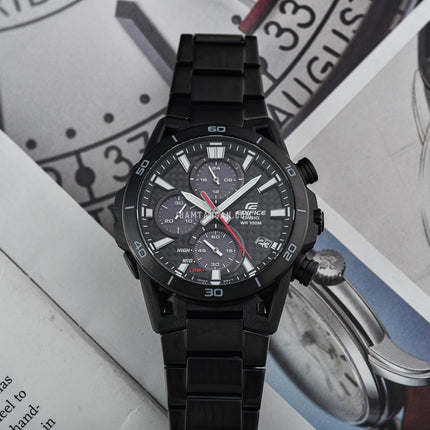 Casio Edifice EQS-960DC-1AVUDF Sospensione Black Carbon Fiber Dial Black Stainless Steel Band