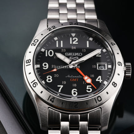 Seiko 5 Sports SSK023K1 GMT Field Sports Style Black Dial Stainless Steel Strap