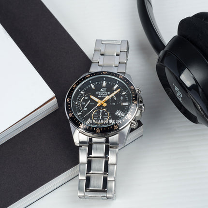 Casio Edifice EFV-540D-1A9VUDF Chronograph Men Black Dial Stainless Steel Band