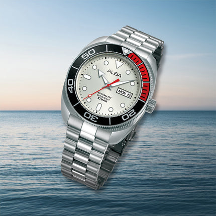 Alba Mechanical AL4821X1 Automatic Men Baby Turtle Silver Dial Stainless Steel Strap