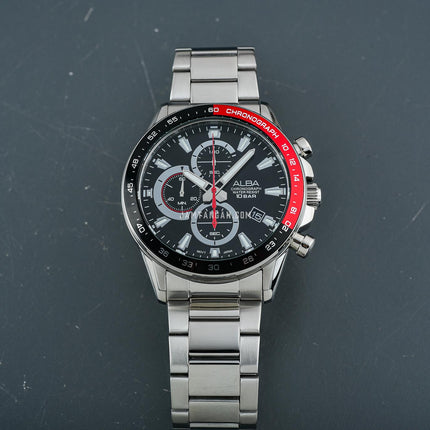 Alba Active AM3A19X1 Men Chronograph Black Dial Stainless Steel Strap