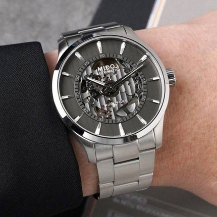 MIDO Multifort M038.436.11.061.00 Automatic Skeleton Vertigo Anthracite Dial Stainless Steel Strap