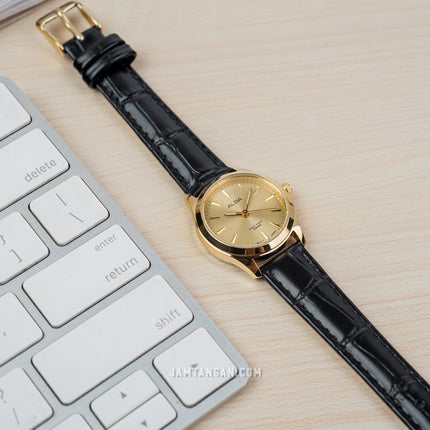Alba ARX140X1_ARX122X1 Couple Gold Dial Black Leather Strap