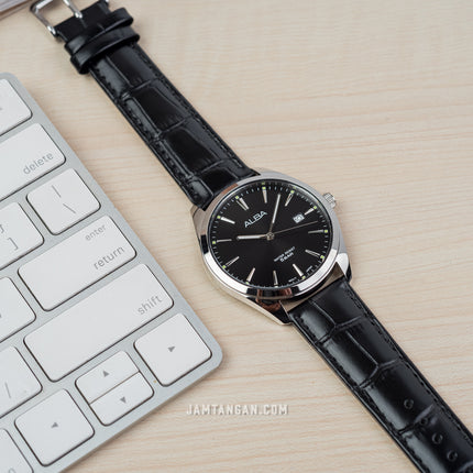 Alba AH7BN9X1_AS9R05X1 Couple Black Dial Black Leather Strap