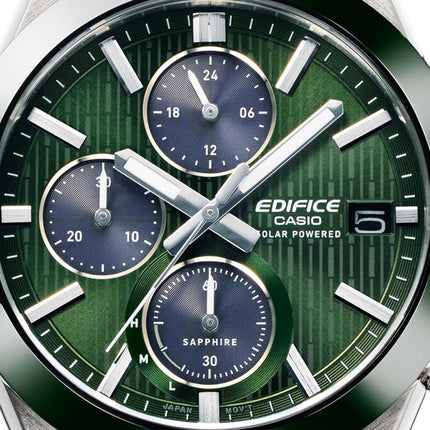 Casio Edifice EFS-S650D-3ADF Chronograph Tough Solar Ceramic Bezel Green Dial Stainless Steel Band