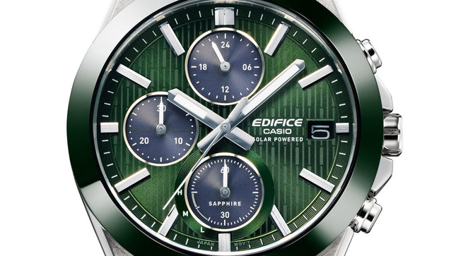Casio Edifice EFS-S650D-3ADF Chronograph Tough Solar Ceramic Bezel Green Dial Stainless Steel Band