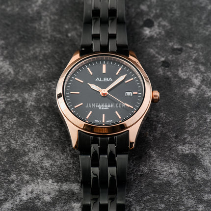 Alba Prestige AH7CE2X1 Ladies Onyx Black Dial Black Stainless Steel Strap