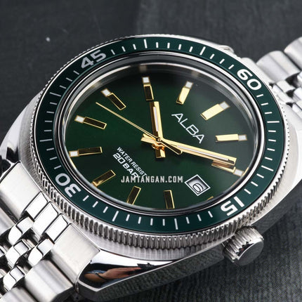 Alba Active AS9T77X1 Men Green Dial Stainless Steel Strap