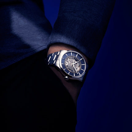 MIDO Multifort M038.436.11.041.00 Skeleton Vertigo Automatic Blue Dial Stainless Steel Strap