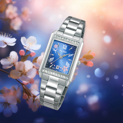Alba Signa AH7FA3X1 Ladies Blue Gradation Dial Stainless Steel Strap