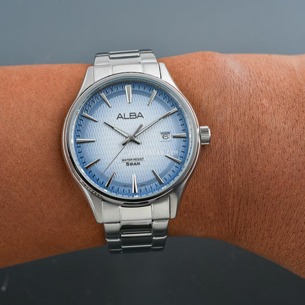 Alba Prestige AS9V15X1 Men Light Blue Dial Stainless Steel Strap