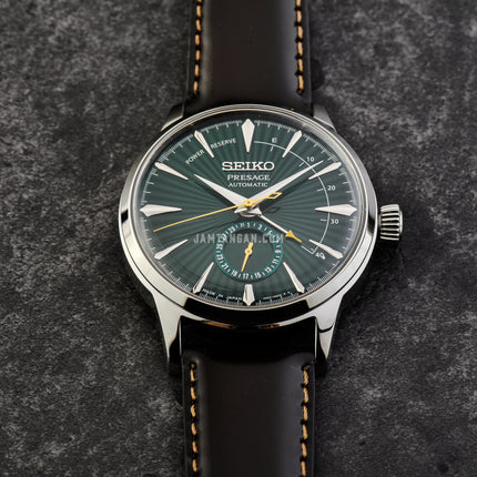Seiko Presage SSA459J1 Cocktail Time Midnight Mockingbird Automatic Green Dial Brown Leather Strap