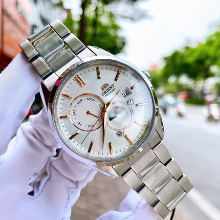 Orient Classic RA-AK0306S Automatic Sun & Moon White Dial Stainless Steel Strap