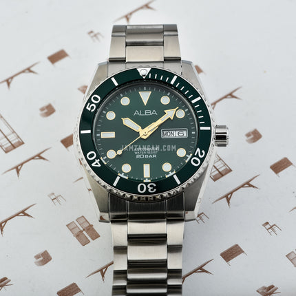 Alba Mechanical AL4287X1 Men Green Dial Stainless Steel Strap