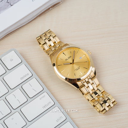 Alba AS9R02X1 Gold Dial Gold Stainless Steel Strap