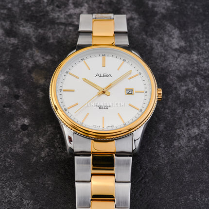 Alba Prestige AS9H54X1 Men Silver Dial Dual Tone Stainless Steel Strap
