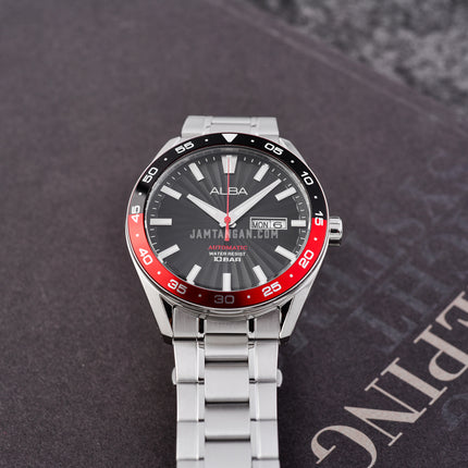 Alba Mechanical A3B001X1 Automatic Men Black Patterned Dial Stainless Steel Strap