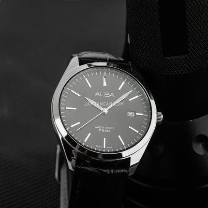 Alba Prestige AS9S27X1 Men Black Dial Black Leather Strap