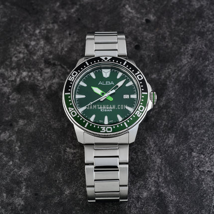 Alba AS9T93X1 Men Green Dial Stainless Steel Strap