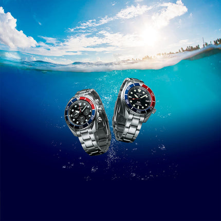 Seiko Prospex SSC795J1 PADI Sumo Pepsi Solar Chronograph Black Dial Stainless Steel Strap