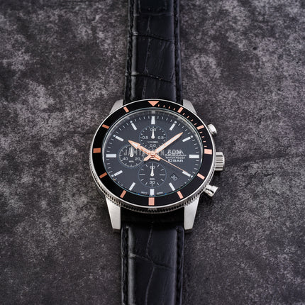 Alba Active AM3961X1 Chronograph Men Black Patterned Dial Black Leather Strap