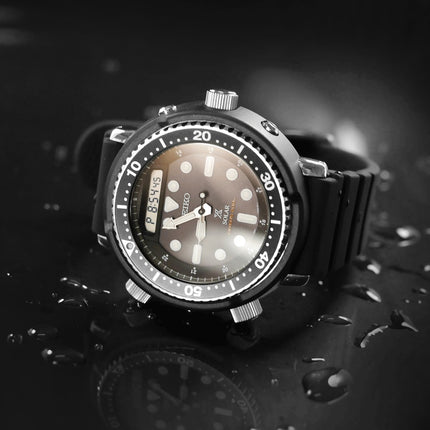 Seiko Prospex SNJ025P1 Arnie Solar Baselworld 2019 Digital Analog Black Dial Black Rubber Strap