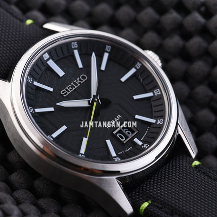 Seiko Classic SUR517P1 Discover More Black Dial Black Nylon Strap