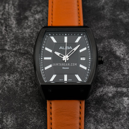 Alba Active AG8N19X1 Men Black Patterned Dial Light Brown Leather Strap