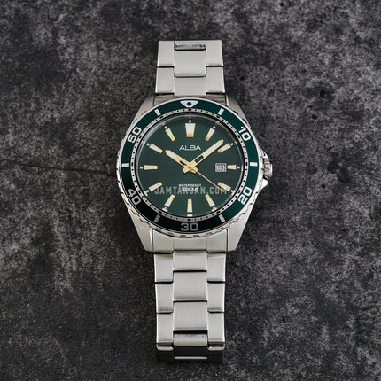 Alba Active AG8L21X1 Men Green Patterned Dial Stainless Steel Strap