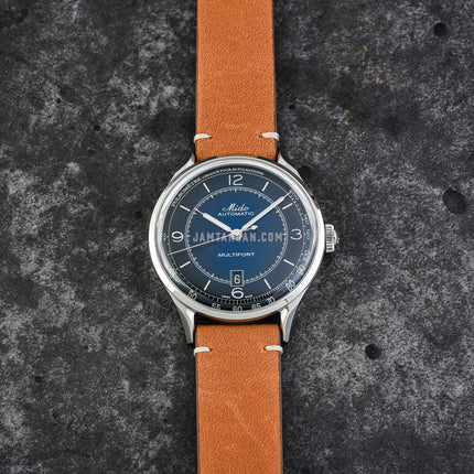 MIDO Multifort M040.407.16.040.00 Patrimony Automatic Blue Dial Brown Patina Leather Strap