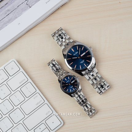Alba AN8077X1_AJ6181X1 Couple Blue Dial Stainless Steel Strap
