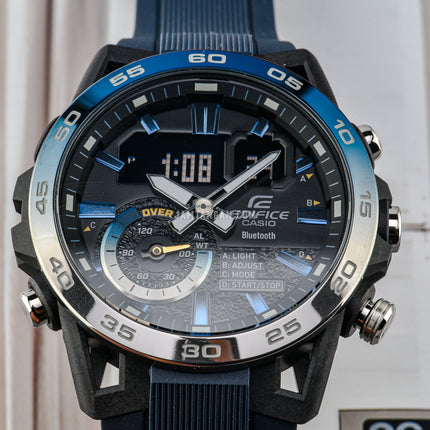 Casio Edifice ECB-40NP-1ADF Nighttime Drive Series Digital Analog Dial Blue Navy Resin Band