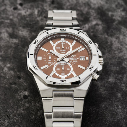 Casio Edifice EFV-640D-5AVUDF Chronograph Men Brown Dial Stainless Steel Band