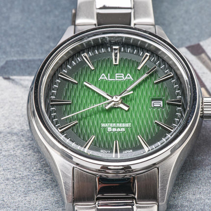 Alba AH7ED1X1 Ladies Green Dial Stainless Steel Strap