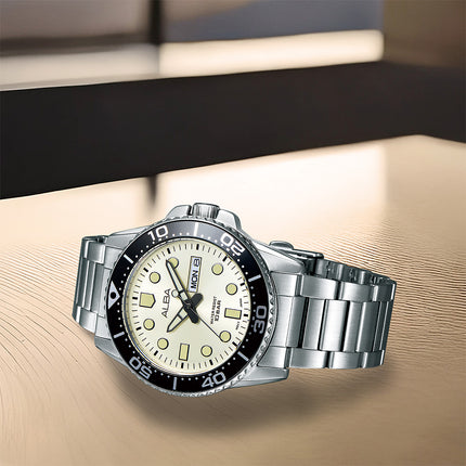 Alba Active AV3601X1 Men Light Champagne Dial Stainless Steel Strap