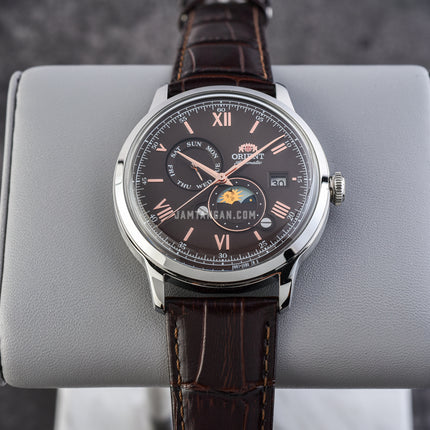 Orient Classic RA-AK0804Y Bambino Automatic Sun & Moon Dark Brown Dial Dark Brown Leather Strap
