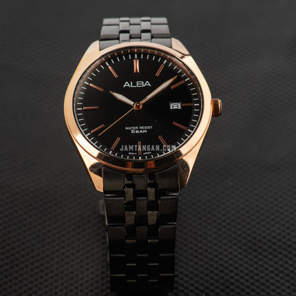 Alba Prestige AS9S04X1 Men Black Dial Black Stainless Steel Strap