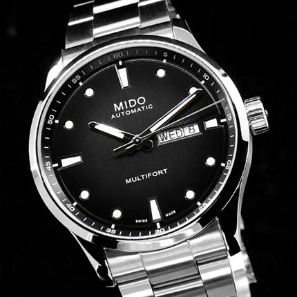 MIDO Multifort M M038.430.11.051.00 Black Gradient Dial Stainless Steel Strap