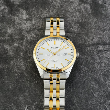 Alba Prestige AS9S12X1 Men Silver Dial Dual Tone Stainless Steel Strap