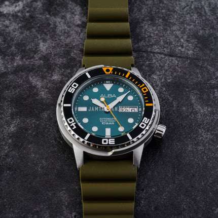 Alba Mechanical AL4249X1 Automatic Man Green Emerald Dial Green Army Rubber Strap