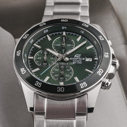Casio Edifice EFR-526D-3AVUDF Chronograph Men Green Dial Stainless Steel Band