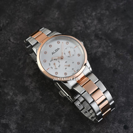Alba AP6724X1 Ladies Multifunction Silver Dial Dual Tone Stainless Steel Strap