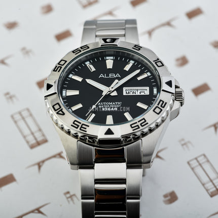 Alba Mechanical AL4389X1 Men Black Dial Stainless Steel Strap